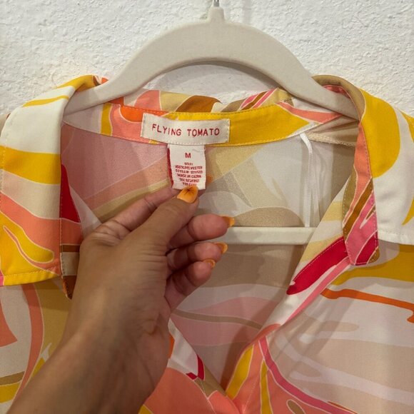 Flying Tomato Women's Chiffon 70s Groovy Long Sleeve Blouse - Picture 4 of 5